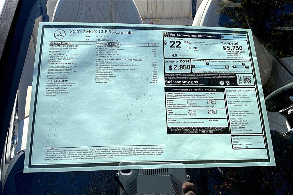 new 2026 Mercedes-Benz AMG CLE 53 car, priced at $96,275