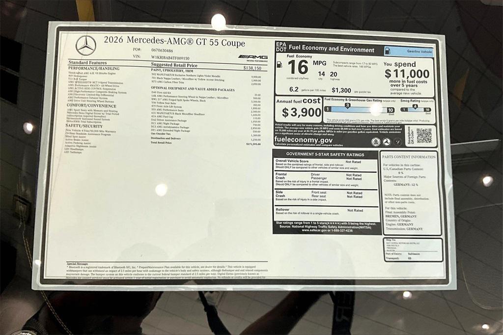 new 2026 Mercedes-Benz AMG GT 55 car, priced at $171,595