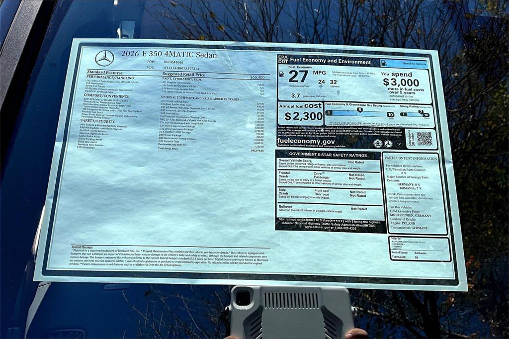 new 2026 Mercedes-Benz E-Class car, priced at $83,070