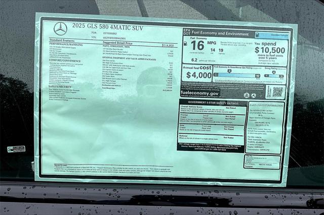 new 2025 Mercedes-Benz GLS 580 car, priced at $122,805