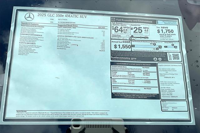 new 2025 Mercedes-Benz GLC 350e car, priced at $68,650