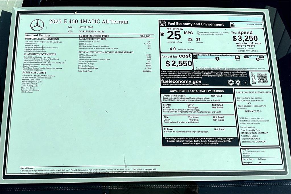 new 2025 Mercedes-Benz E-Class car, priced at $80,345