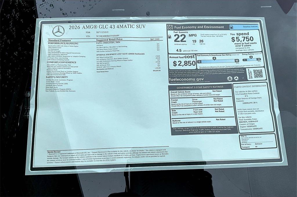new 2026 Mercedes-Benz AMG GLC 43 car, priced at $69,830