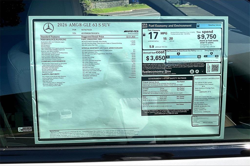 new 2026 Mercedes-Benz AMG GLE 63 car, priced at $148,785