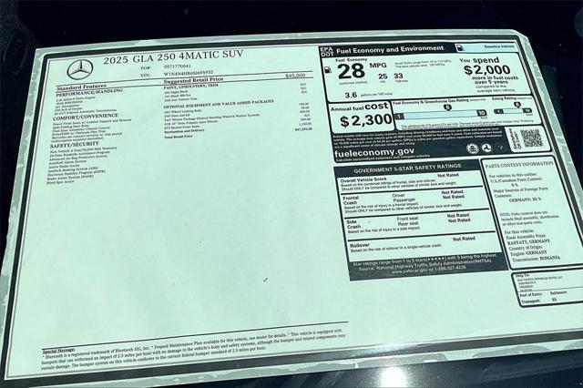 new 2025 Mercedes-Benz GLA 250 car, priced at $47,295