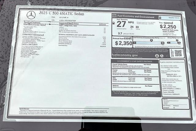 new 2025 Mercedes-Benz C-Class car, priced at $52,055