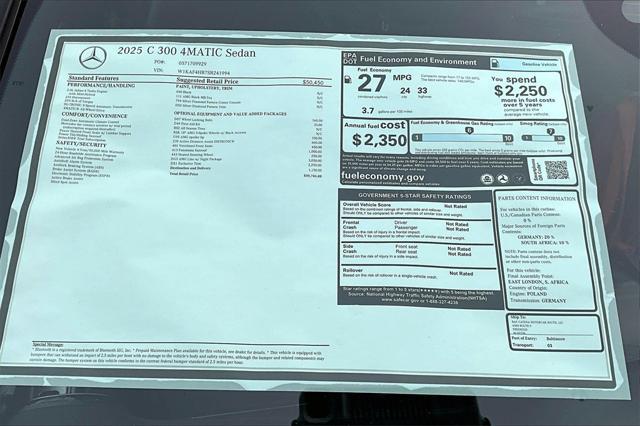 new 2025 Mercedes-Benz C-Class car, priced at $59,745