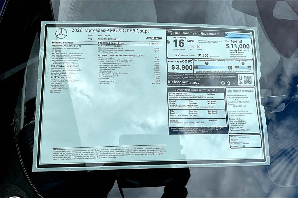 new 2026 Mercedes-Benz AMG GT 55 car, priced at $165,620