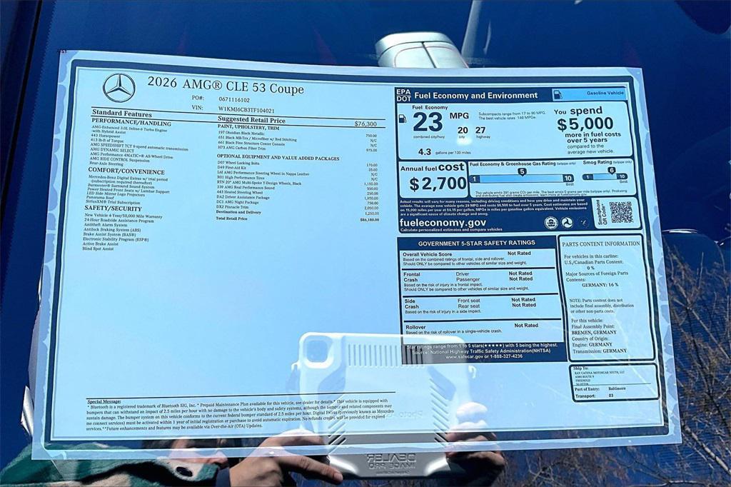 new 2026 Mercedes-Benz AMG CLE 53 car, priced at $86,180