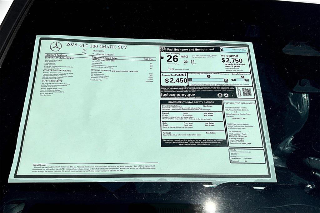 new 2025 Mercedes-Benz GLC 300 car, priced at $53,035