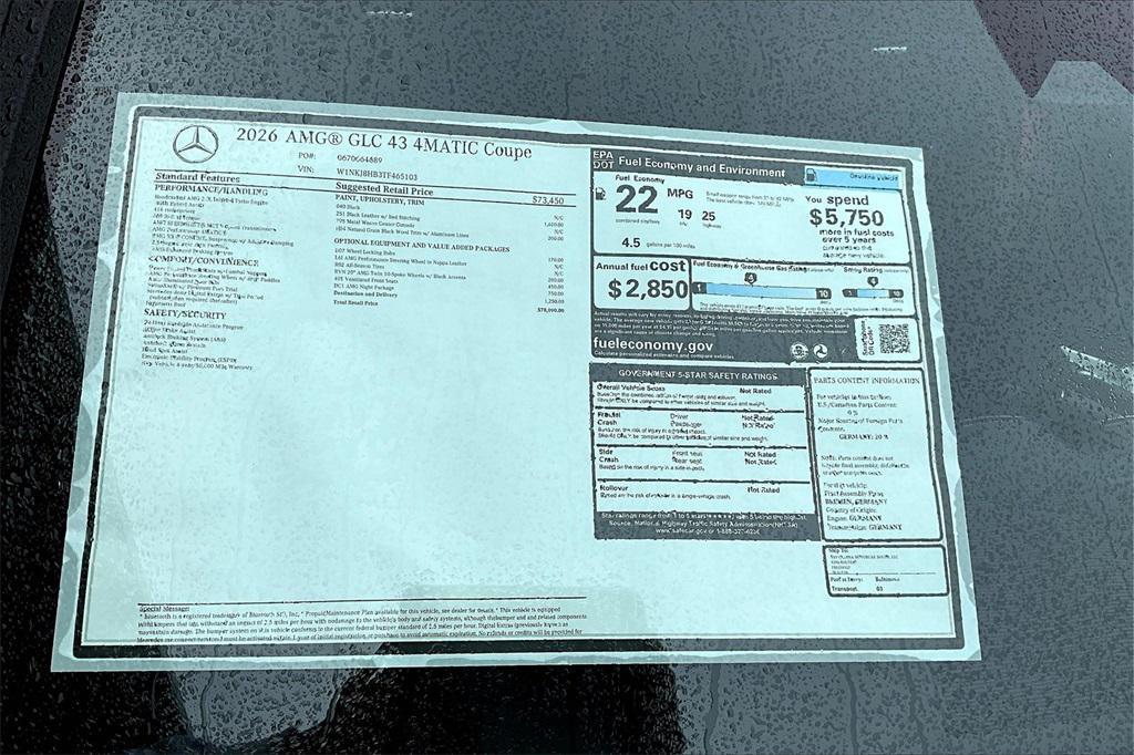 new 2026 Mercedes-Benz AMG GLC 43 car, priced at $78,090