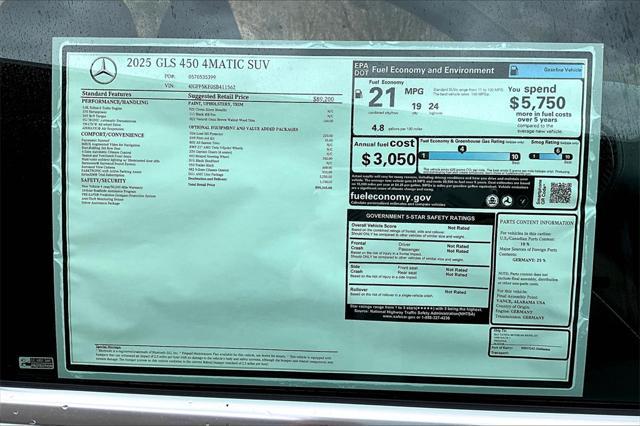 new 2025 Mercedes-Benz GLS 450 car, priced at $95,365