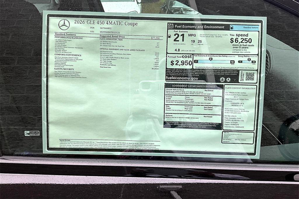 new 2026 Mercedes-Benz GLE 450 car, priced at $81,995