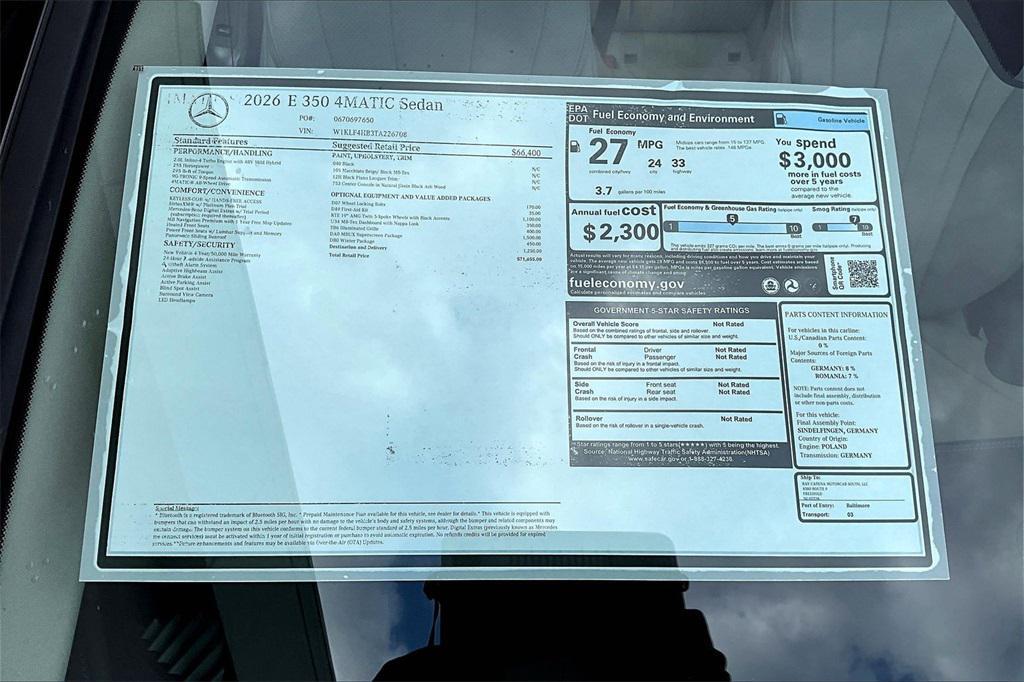 new 2026 Mercedes-Benz E-Class car, priced at $71,655