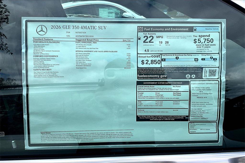 new 2026 Mercedes-Benz GLE 350 car, priced at $69,965