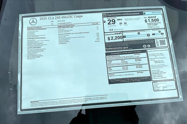 new 2025 Mercedes-Benz CLA 250 car, priced at $48,695