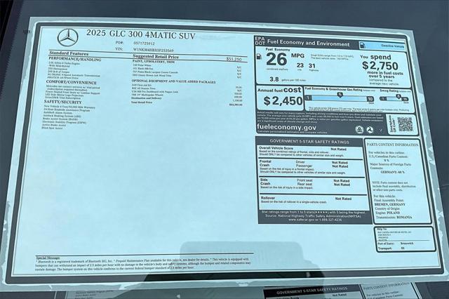 new 2025 Mercedes-Benz GLC 300 car, priced at $53,385