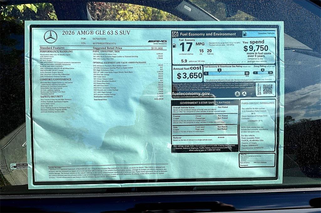 new 2026 Mercedes-Benz AMG GLE 63 car, priced at $152,320