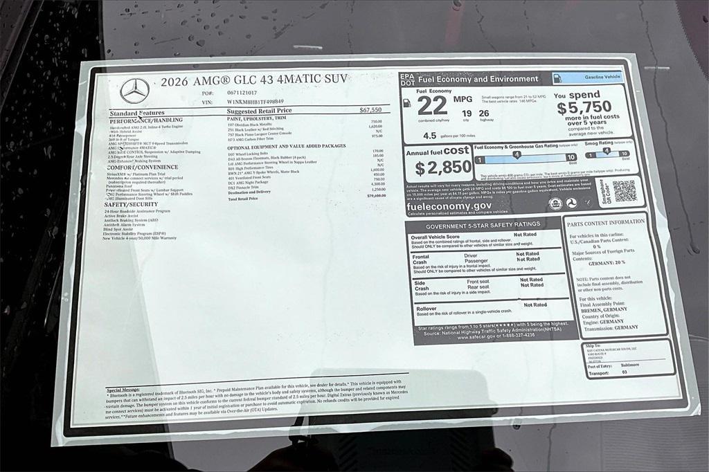 new 2026 Mercedes-Benz AMG GLC 43 car, priced at $79,600