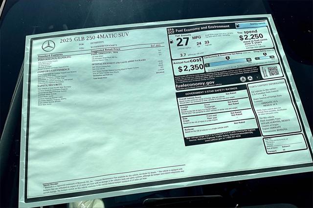 new 2025 Mercedes-Benz GLB 250 car, priced at $49,595