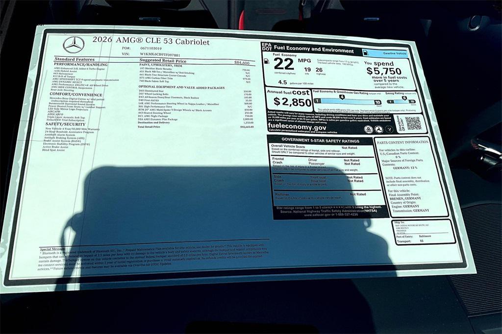 new 2026 Mercedes-Benz AMG CLE 53 car, priced at $92,665