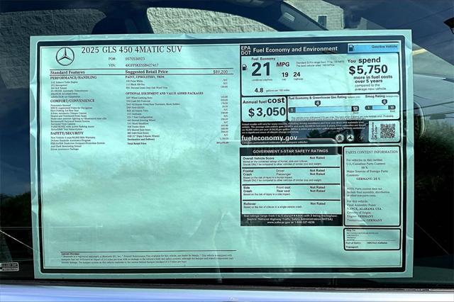 new 2025 Mercedes-Benz GLS 450 car, priced at $93,195