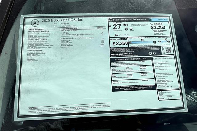 new 2025 Mercedes-Benz E-Class car, priced at $67,495