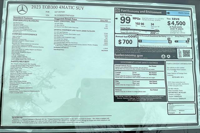 new 2023 Mercedes-Benz EQB 300 car, priced at $60,785