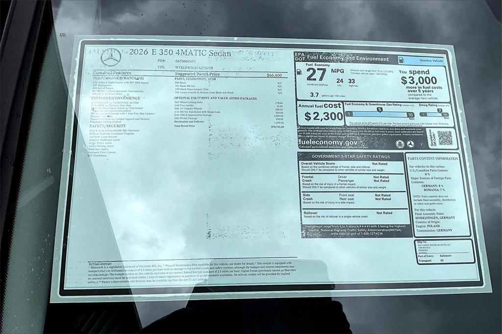 new 2026 Mercedes-Benz E-Class car, priced at $70,755