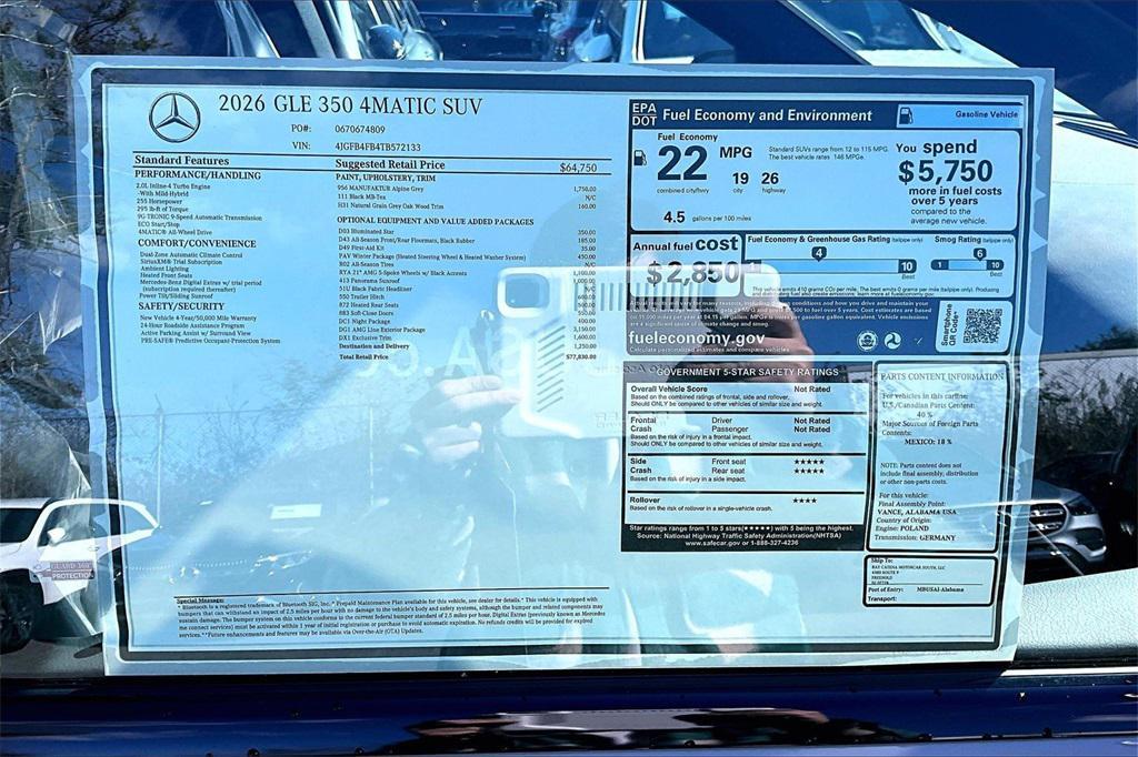 new 2026 Mercedes-Benz GLE 350 car, priced at $77,830