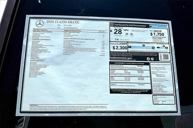 new 2024 Mercedes-Benz CLA 250 car, priced at $52,815