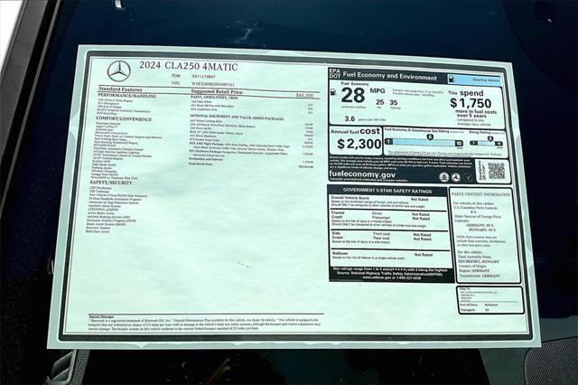 new 2024 Mercedes-Benz CLA 250 car, priced at $52,815