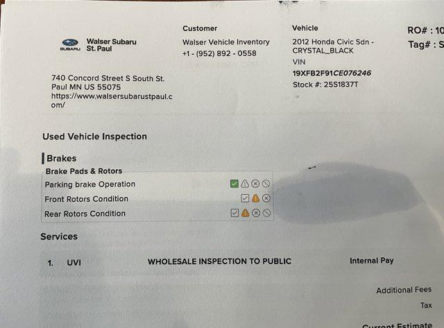 used 2012 Honda Civic car, priced at $7,000