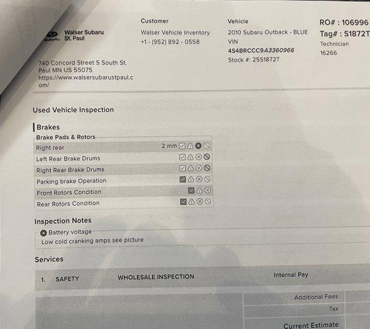 used 2010 Subaru Outback car, priced at $3,000