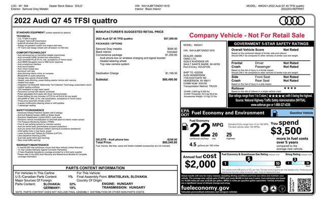 used 2022 Audi Q7 car, priced at $38,549