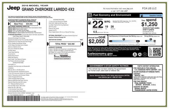 used 2016 Jeep Grand Cherokee car, priced at $13,137