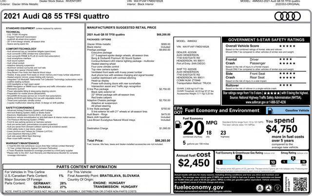 used 2021 Audi Q8 car, priced at $38,491