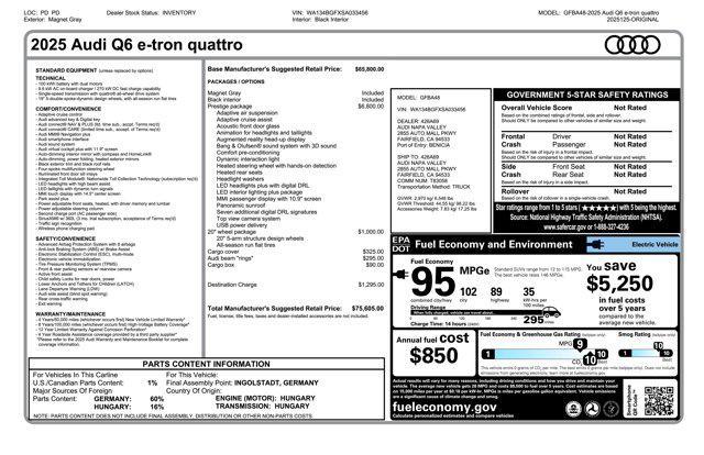 new 2025 Audi Q6 e-tron car, priced at $75,605