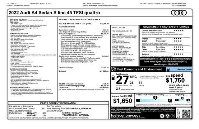 used 2022 Audi A4 car, priced at $26,524