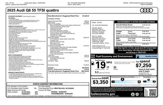 new 2025 Audi Q8 car, priced at $86,335