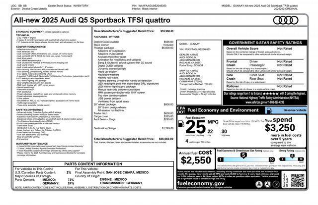 new 2025 Audi Q5 Sportback car, priced at $66,660