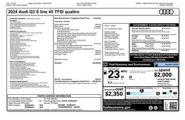 new 2024 Audi Q3 car, priced at $45,190