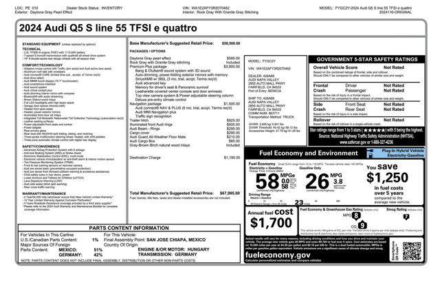 new 2024 Audi Q5 car, priced at $62,495