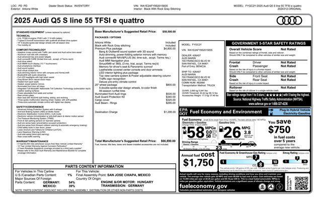 new 2025 Audi Q5 car, priced at $66,890