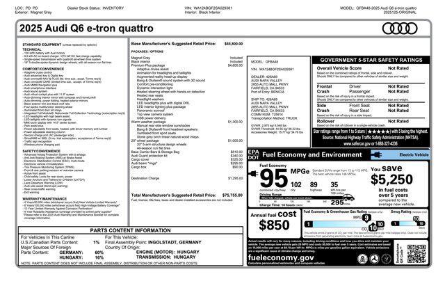new 2025 Audi Q6 e-tron car, priced at $75,755