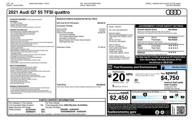 used 2021 Audi Q7 car, priced at $27,914