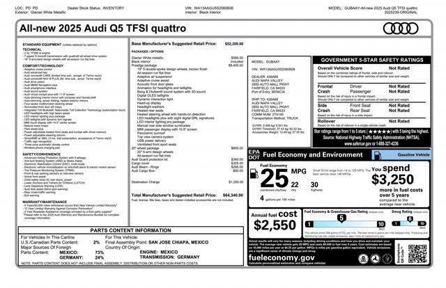 new 2025 Audi Q5 car, priced at $64,340