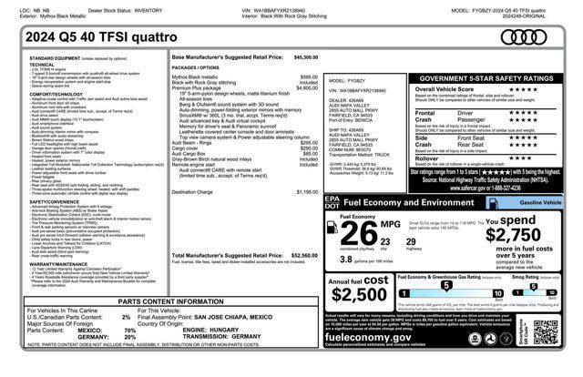 new 2024 Audi Q5 car, priced at $46,060