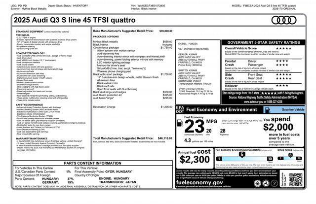 new 2025 Audi Q3 car, priced at $46,110