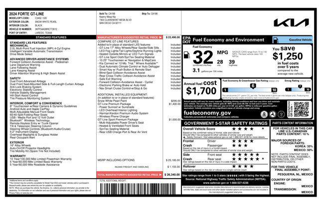 used 2024 Kia Forte car, priced at $21,744